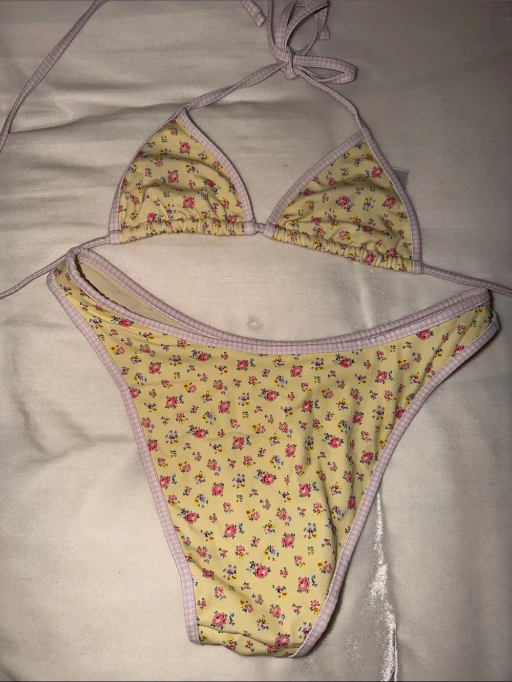 Frankie’s Bikini’s x Victoria’s Secret PINK Yellow Floral Bikini Set, XS/Small